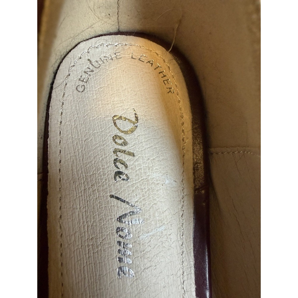 Dolce Nome Pico Burgundy Velvet Floral Damask Pointed Toe Mules Flat Shoes~Sz 7M - Picture 3 of 9